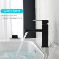 Bathroom Sink Faucet, Hot And Cold Water Basin Faucet, Matte Black-AA70