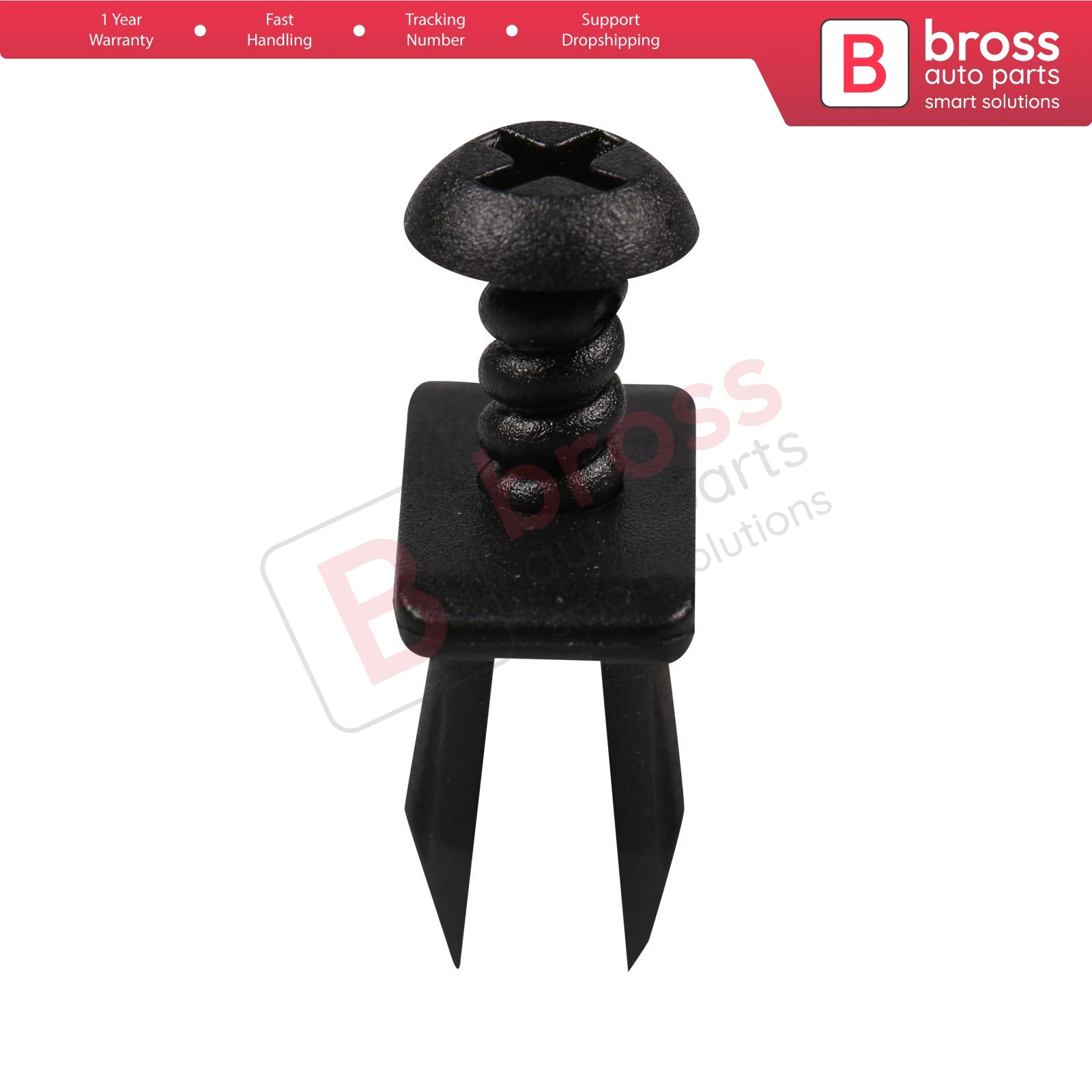 BCF2054 10 Pieces Push Type Retainer for Mercedes Black Nylon Head Size: 15x8.33mm Stem Length: 12.8mm Fits into: 7.5mm