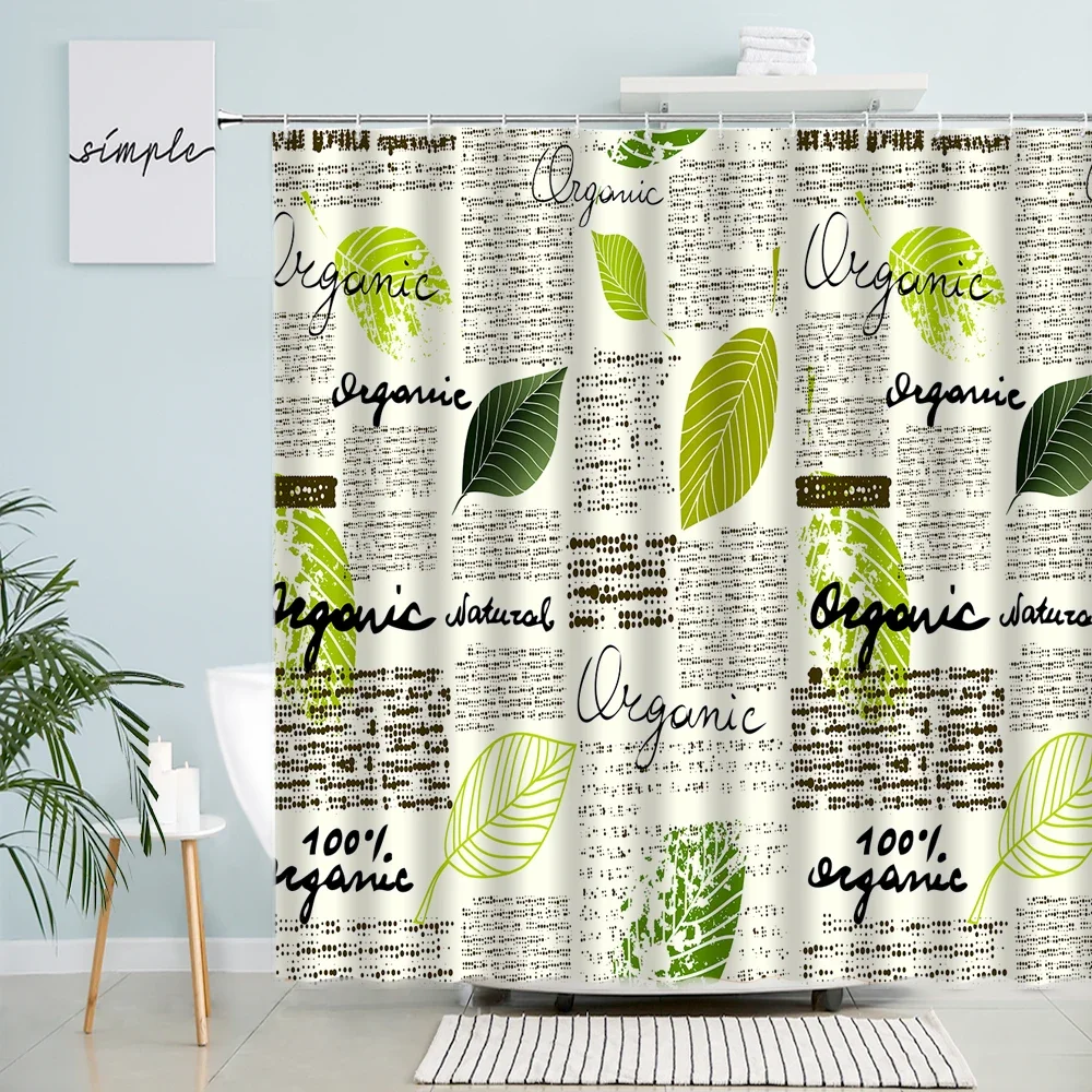 Tropical Green Plant Palm Leaf Bathroom Shower Curtains Summer Jungle Fabric Waterproof Hooks Hanging Curtain Bath Screen Decor
