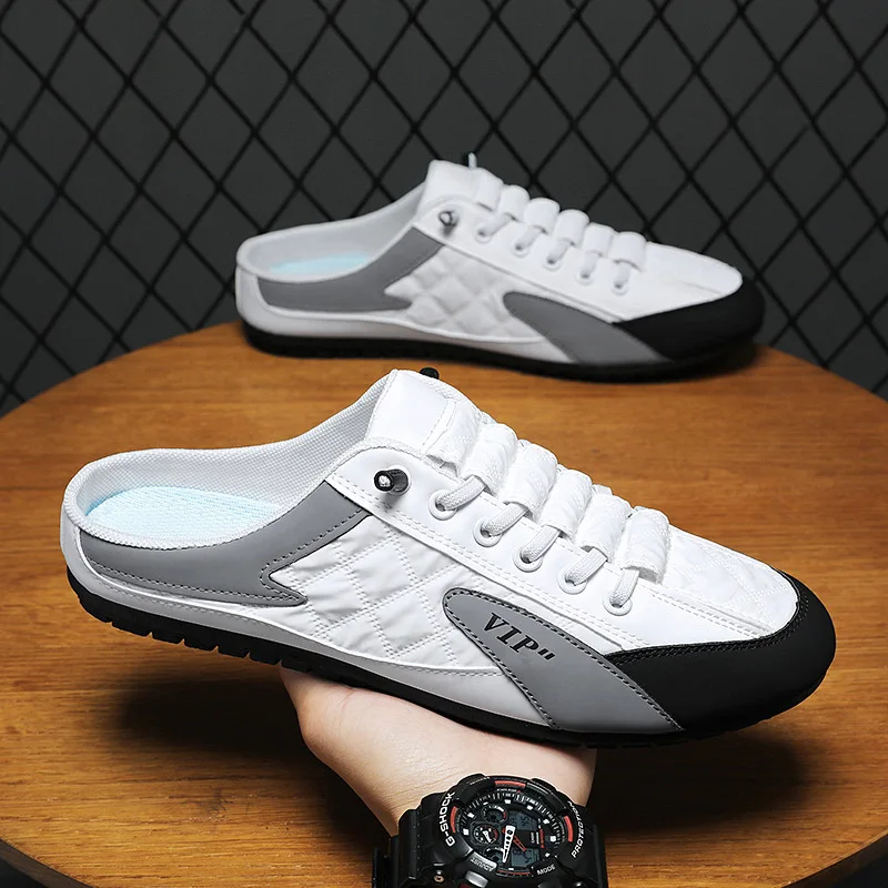 

Trendy Half Slippers Flat Casual Shoes for Men Classic Summer Slippers Man's Flats Concise Men's Sneakers Slip-on Male Slippers
