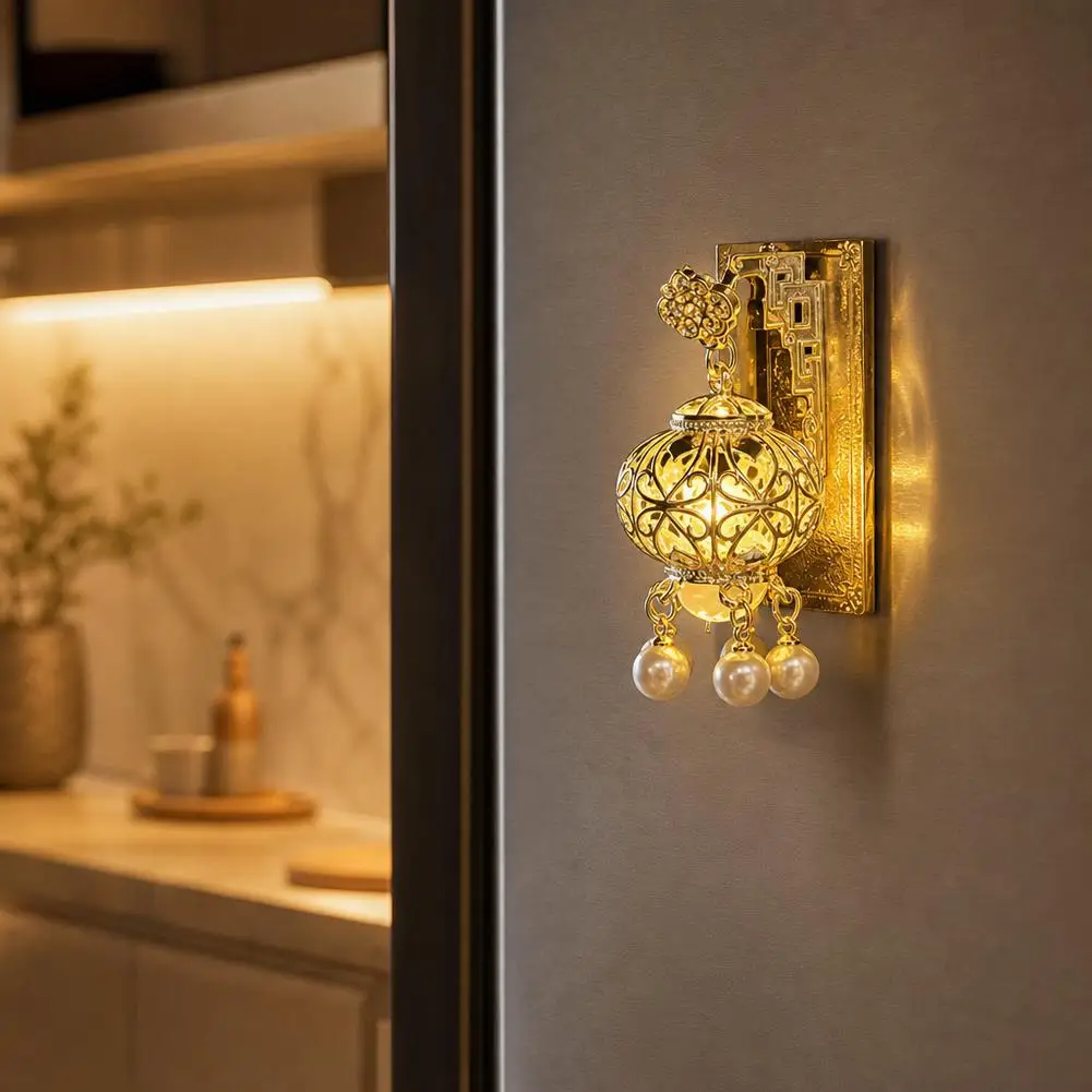 Luminous Lantern Glowing Fridge Magnet Creative Metal Refrigerator Magnet Decor Locker Cabinet Decoration