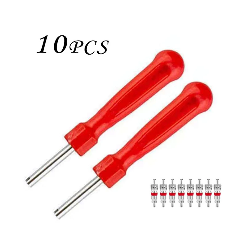 1 Set Tire Valve Service Kit 4Valve Cores 4Valve Caps 1Valve Stem Screwdriver  for Car Motorcycle Bus Truck Tire Repair Tool