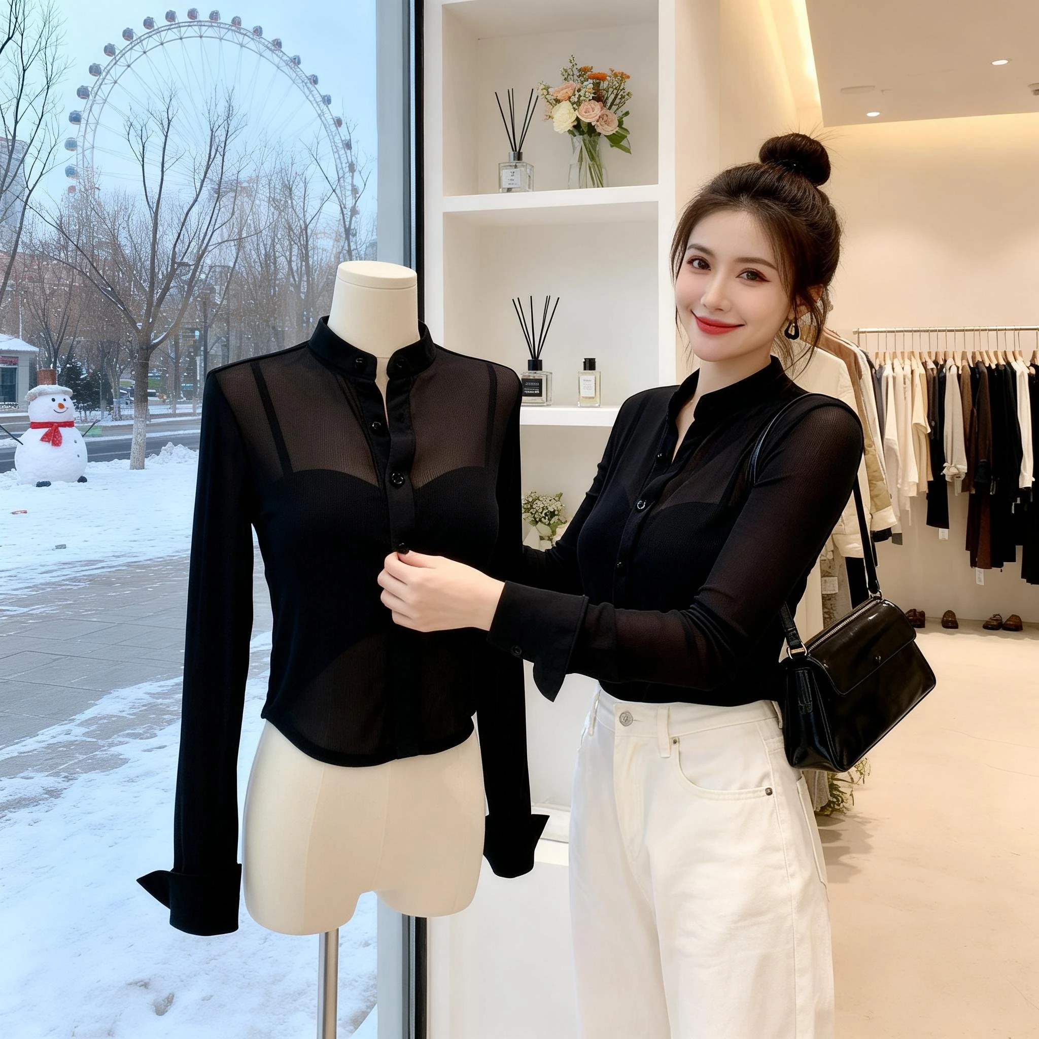 

Spring Summer New Faionable Long Sve Me Print irt Women's Design Sensation Small ence Top Polyester Fiber