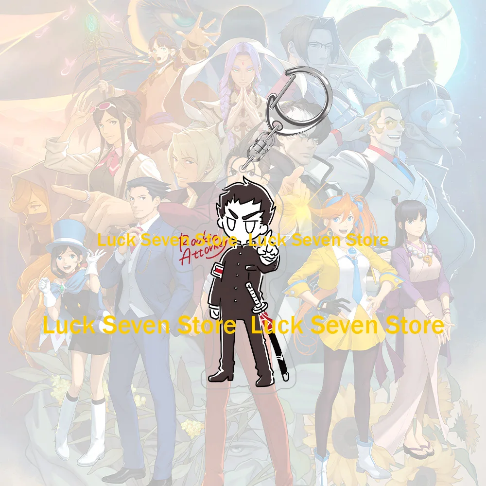 Hot Game Ace Attorney Phoenix Wright Ryunosuke Asogi Miles Edgeworth Justice Klavier Gavin Chibi Line Art Acrylic Keychain