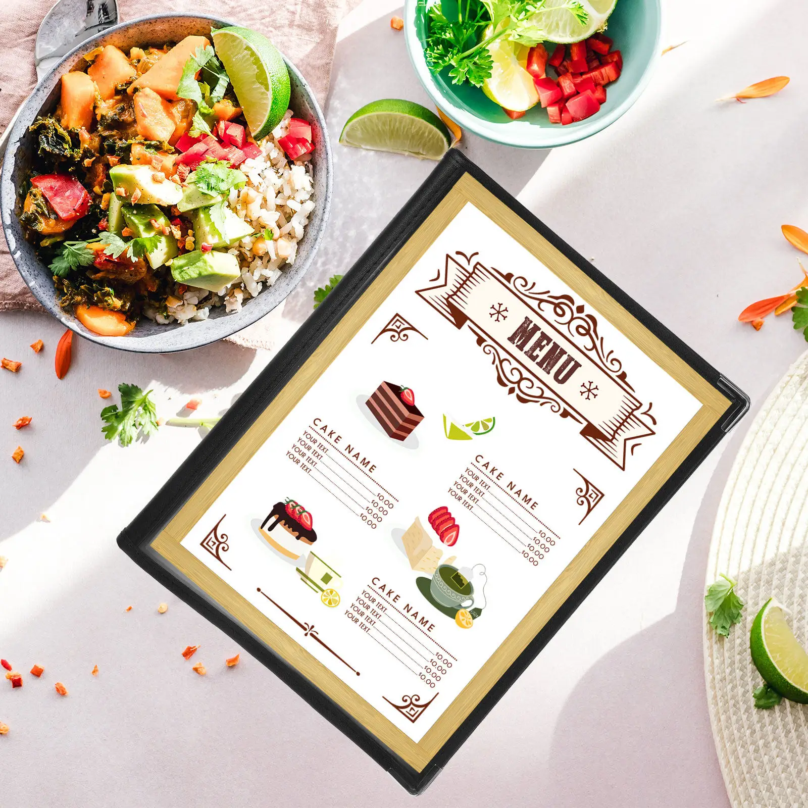 Menu Cover Holder 6 Page Clear PVC Restaurant Menu Folder Book for Hotel Bar Cafe Use