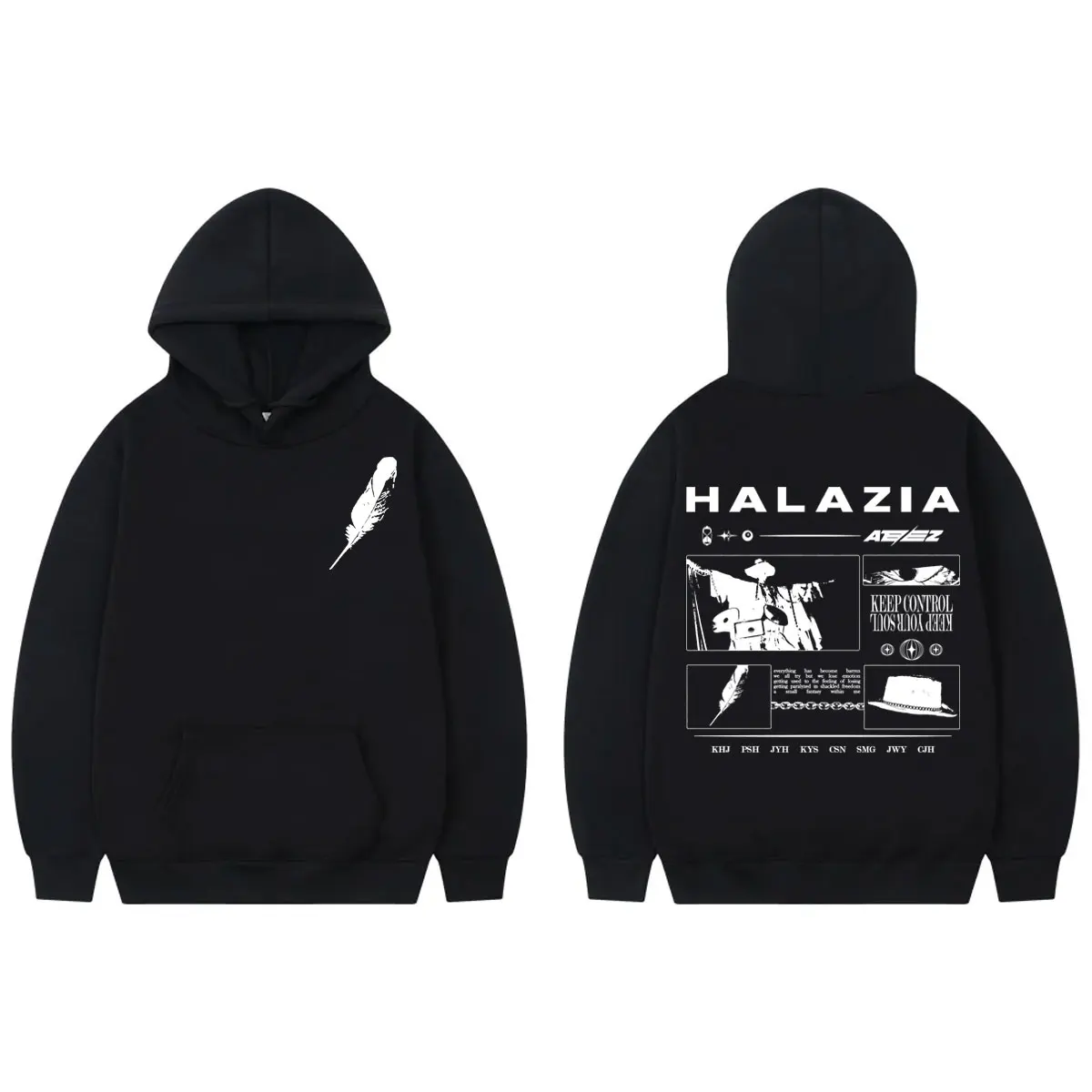 

Kpop Ateez Halazia Album Print Hoodie Men Women Hip Hop Vintage Hooded Sweatshirts Fashion Casual Oversized Pullovers Streetwear