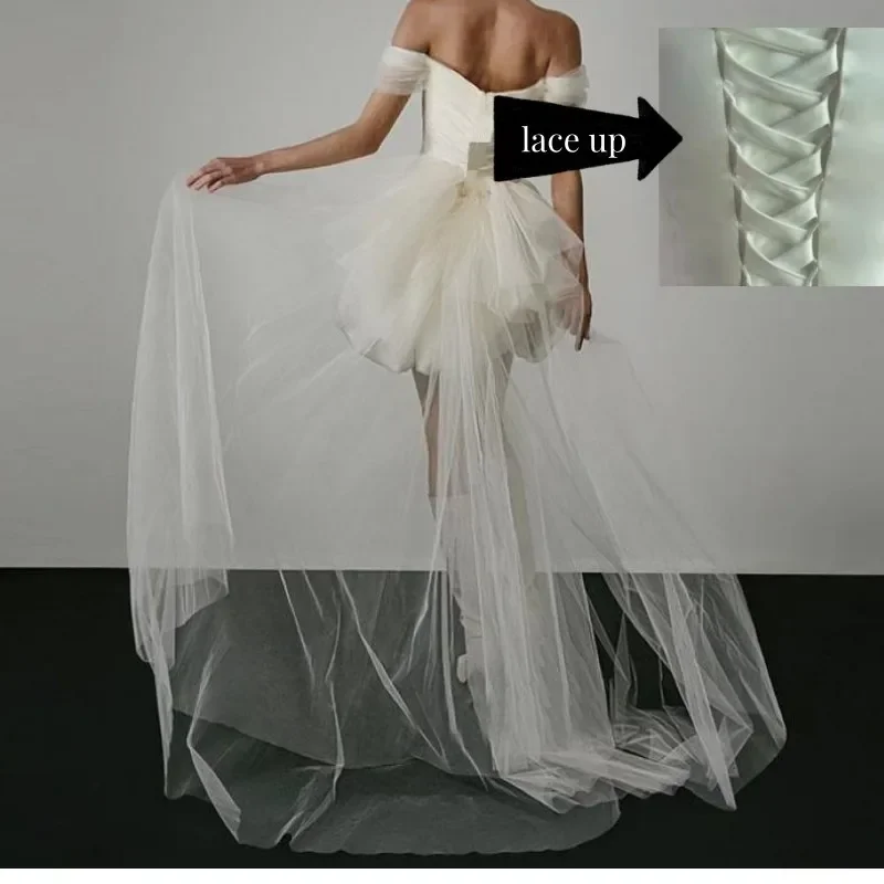 New Elegant Lightweight Wedding Dresses for Women White Sexy Bridal Mini Dress with Mesh Trailing Bridal Luxury Party Vestidos - Image 3