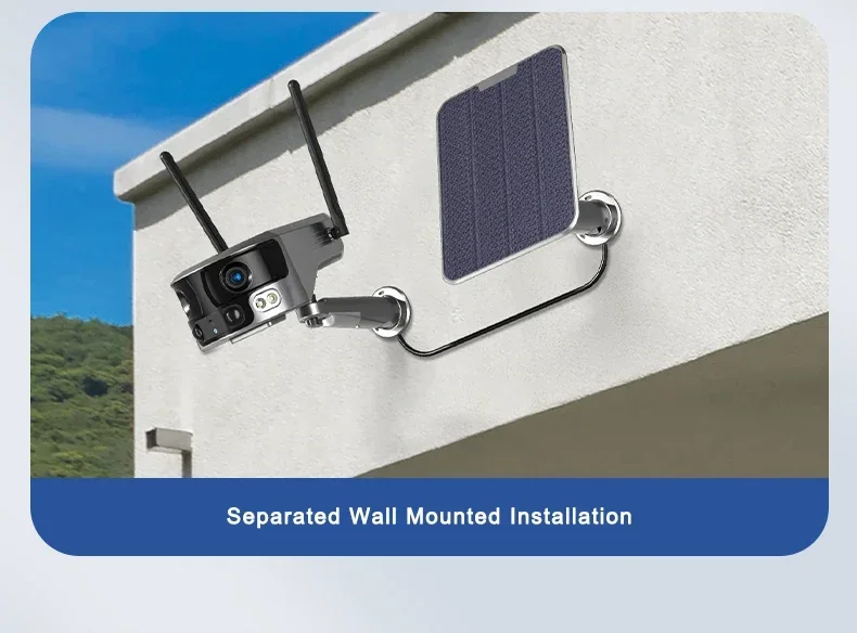 4G/WIFI Wireless Camera Y6 Solar Camera Dual Lens 4K HD 8MP Super HD Outdoor 6mm len 180 Wide Angle with 6W Solar Panel