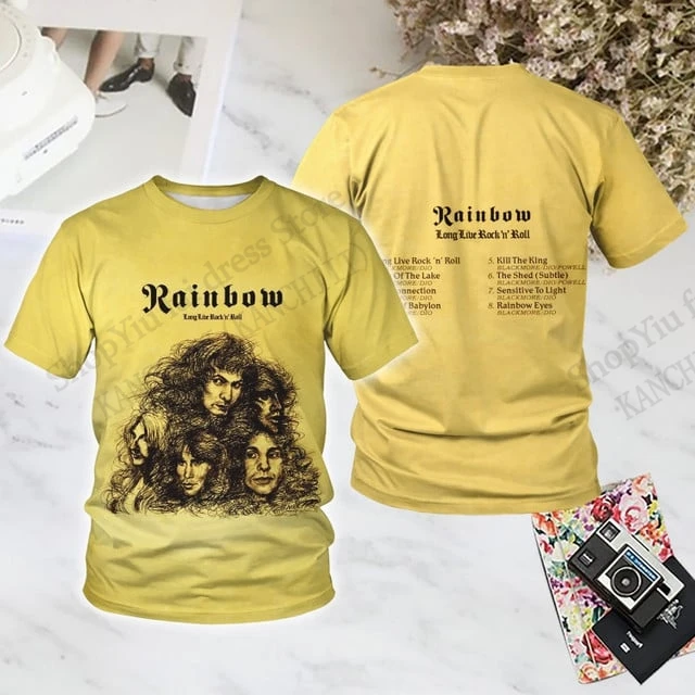 Rock Rainbow Band 3d Print T-shirt Men Women Fashion Casual Short Sleeve Oversized Tshirt Kids Tops Tees Mens Clothing Plus Size