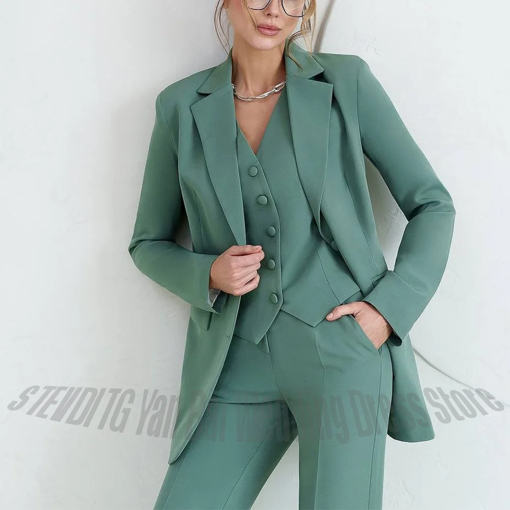 Elegant Women 3 Piece Suit Notched Lapel Blazer Single Breasted Slim Formal Business Office Wedding Guest PartyOutfit Set