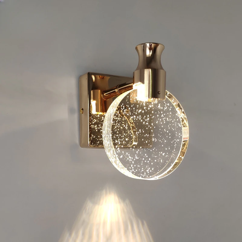 Imagem -04 - Moderno Simples Cristal Luzes Led Quarto Cabeceira Banheiro Maquiagem Sconce Mesa de Jantar Lâmpadas de Parede Decoração do Quarto Home Appliance