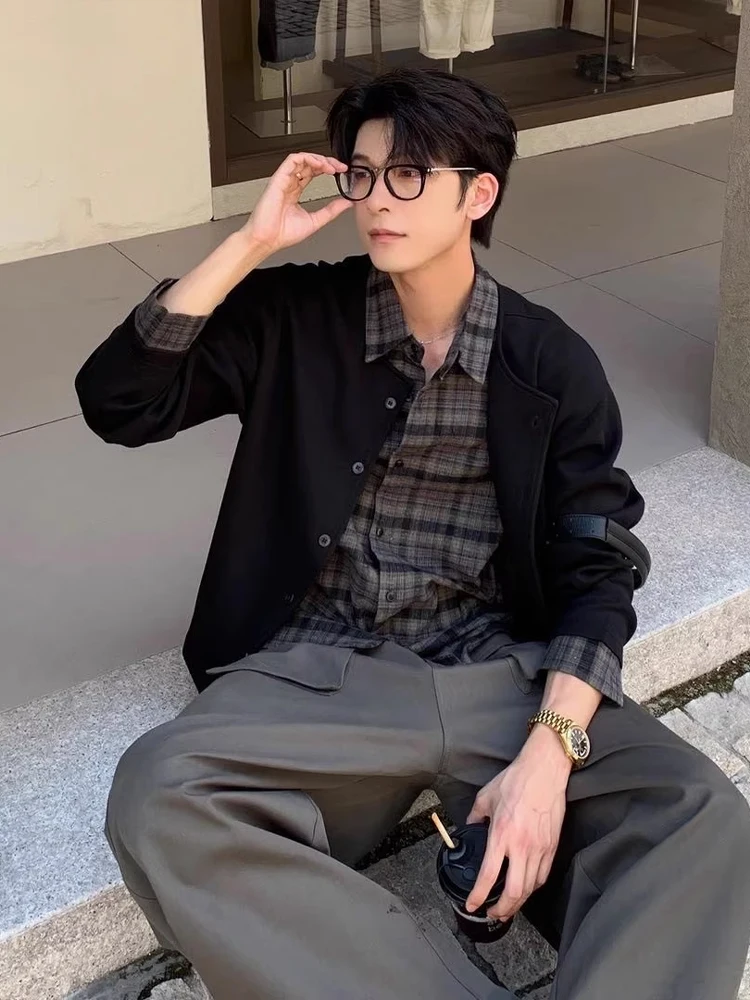 

Bla корейский лоскутный вязаный воротник irt, мужское осеннее крутое верхнее пальто Aosphere на пуговицах, длинное све, хлопок, полиэстер