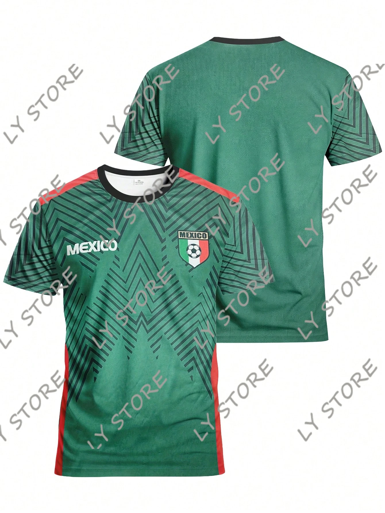 

Mexico Style Men & Teenage Football_Soccer Jersey & Round Neck Comfortable Soccer Sportwear, Suitable For Match, Football Casual