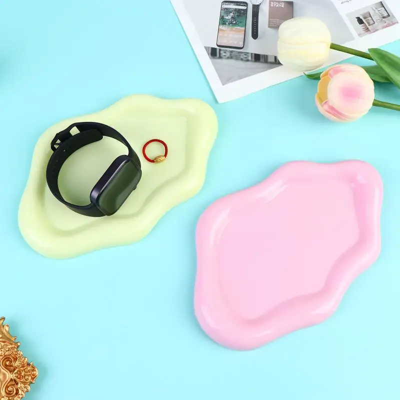 Decorative Plate Cloud-Shaped Plastic Jewelry Tray For Rings Earrings Bracelets Necklaces Tray For Women Bedroom Decor