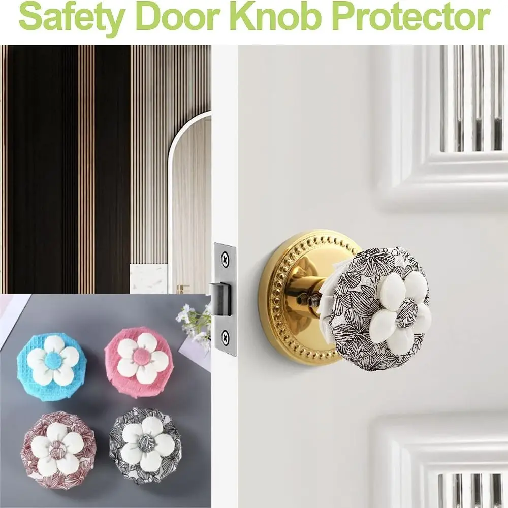 قابلة لإعادة الاستخدام القطن مقبض الباب يغطي الأزهار المضادة للانزلاق مقبض الباب يغطي لينة مكافحة ساكنة مقبض الباب حامي المطبخ