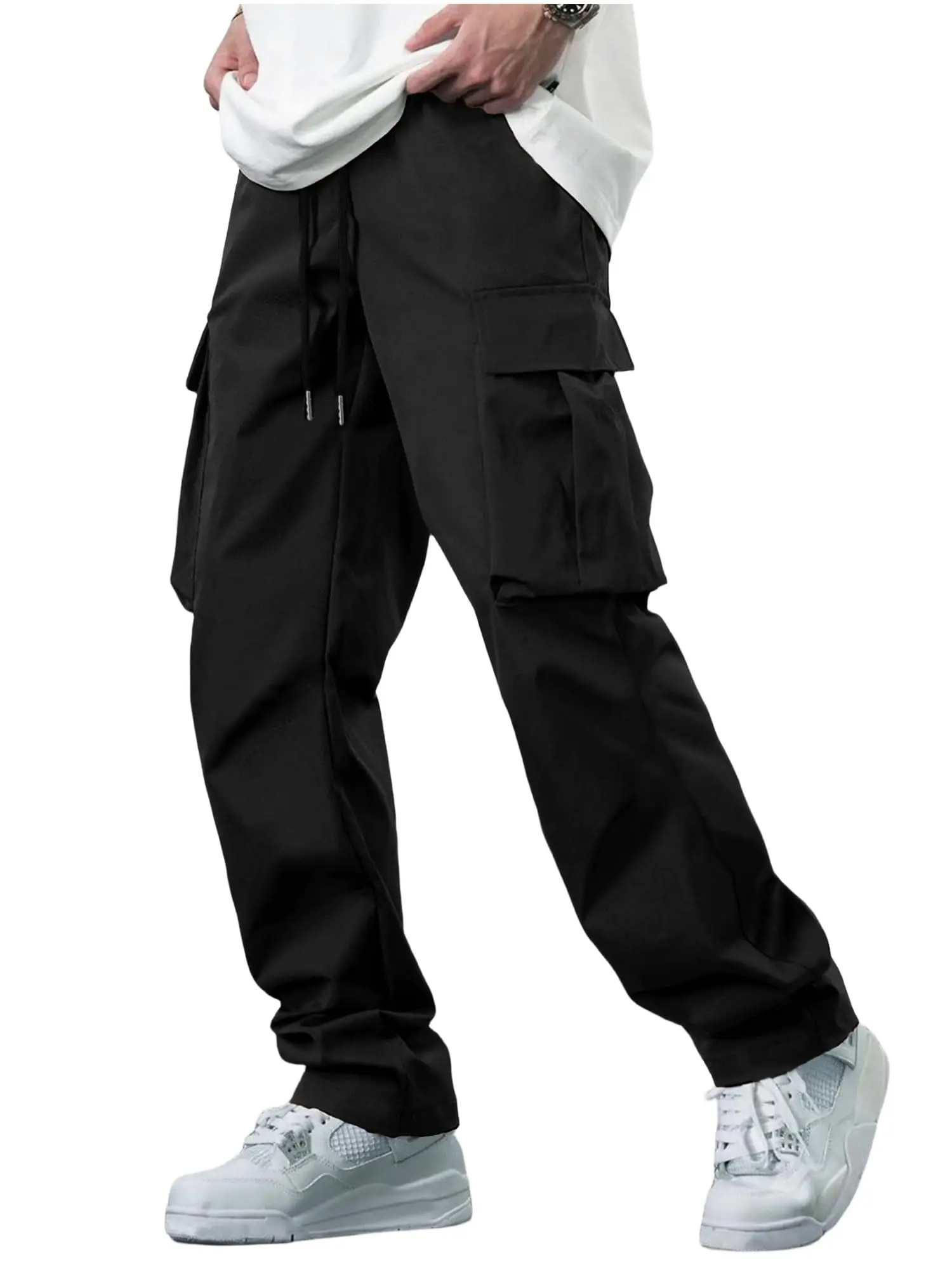 2026 Amazon summer new men's overalls European and American fashion casual drawstring multi-pocket overalls