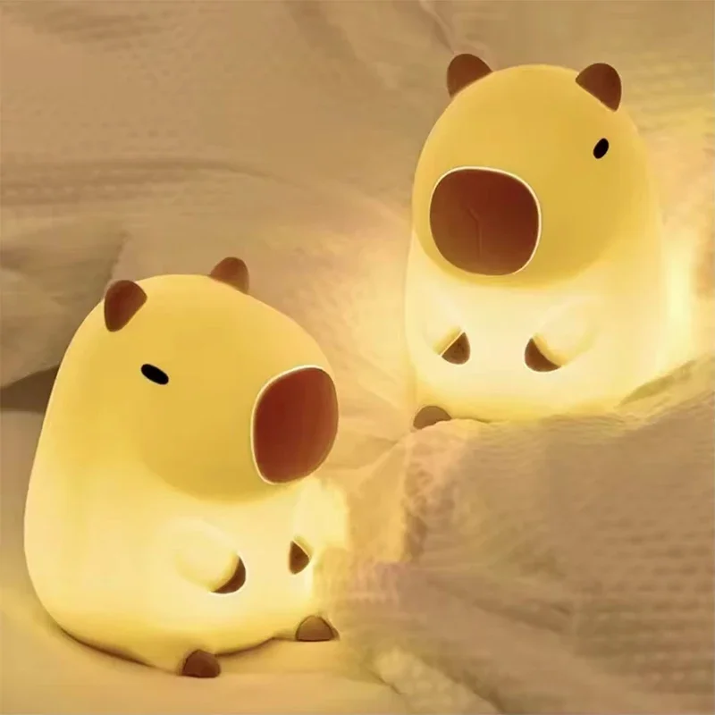 

Nice Cute Capybara Nightlight,LED Squishy Animal Night Lamp,Soft Silicone Novelty Nightlights,Kids Funny Lamps Gifts