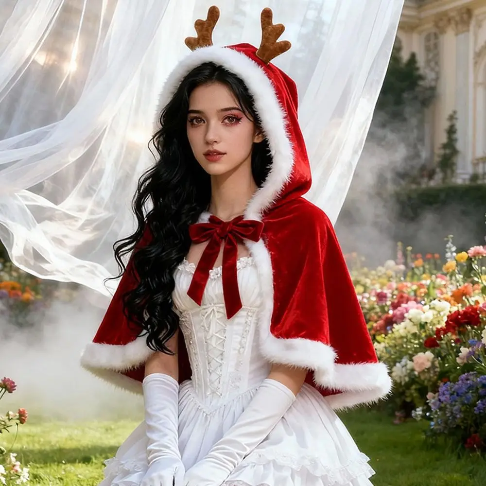 New Design with Oversized Hood Christmas Hooded Cloak Lace-up Overcoats Vintage Red Color Vintage Hooded Cape