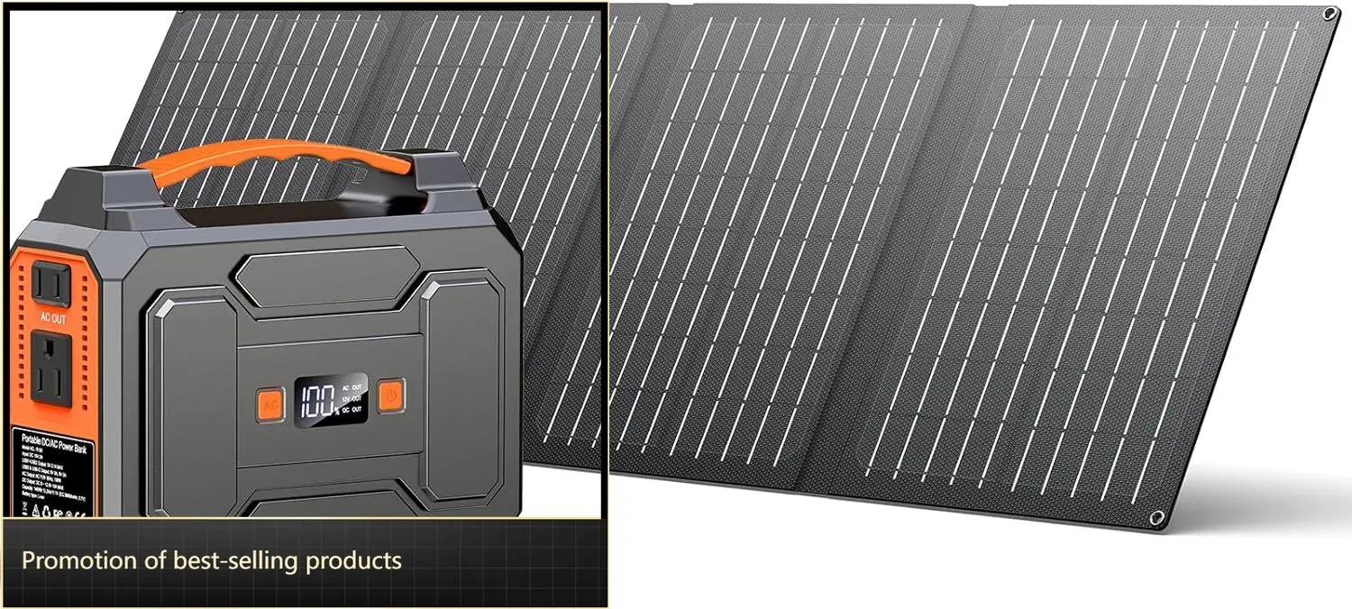 

Peak 200W Rated 100W Portable Solar Generator With 40W Panel 146Wh Power Bank 110V AC Outlet For Home Camping Outdoor Use