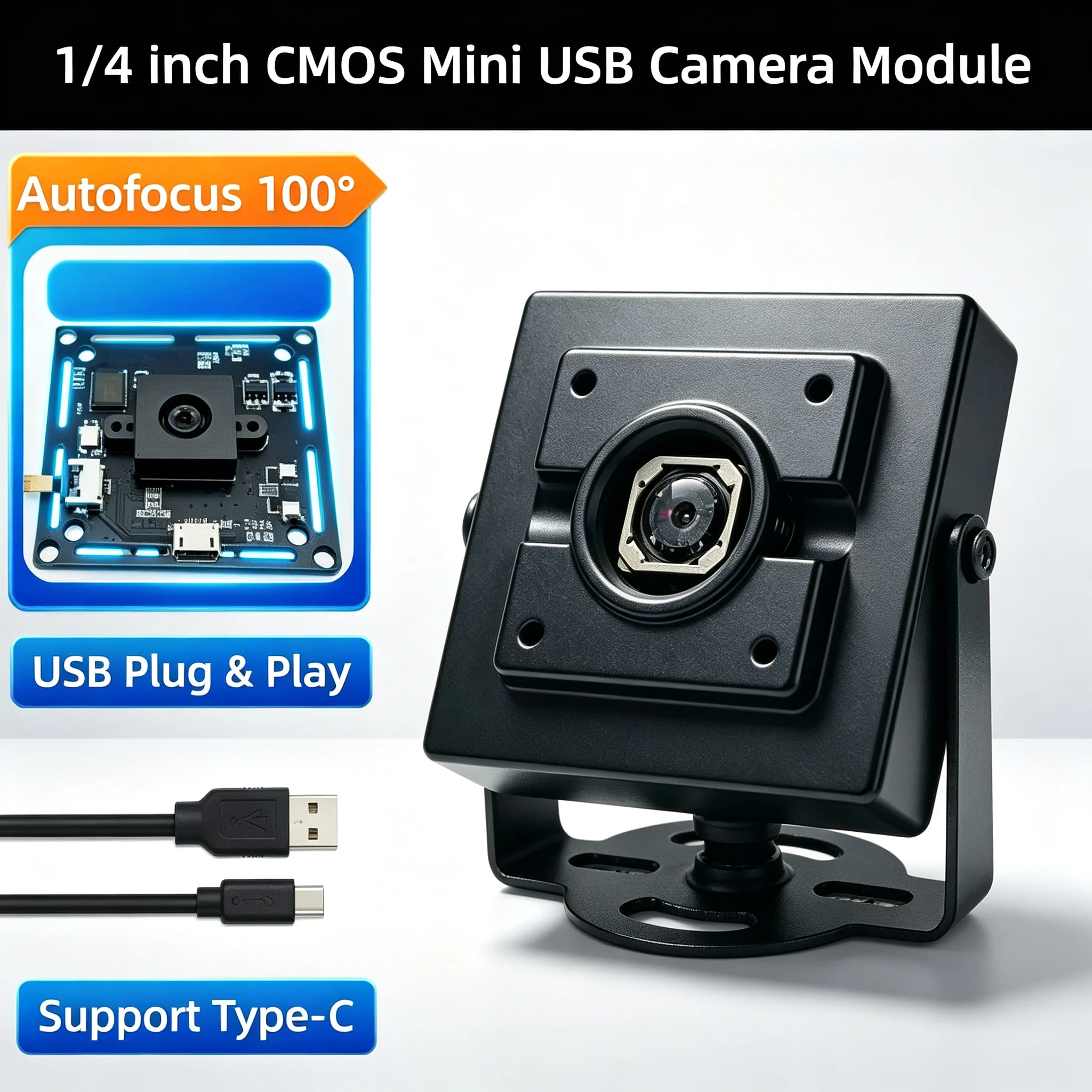 5MP 2K OV5693 Autofocus CCTV Camera Module CMOS Fov USB UVC Plug Play PC Mini Webcam for Creality Falcon 2, Xtool,Lightburn