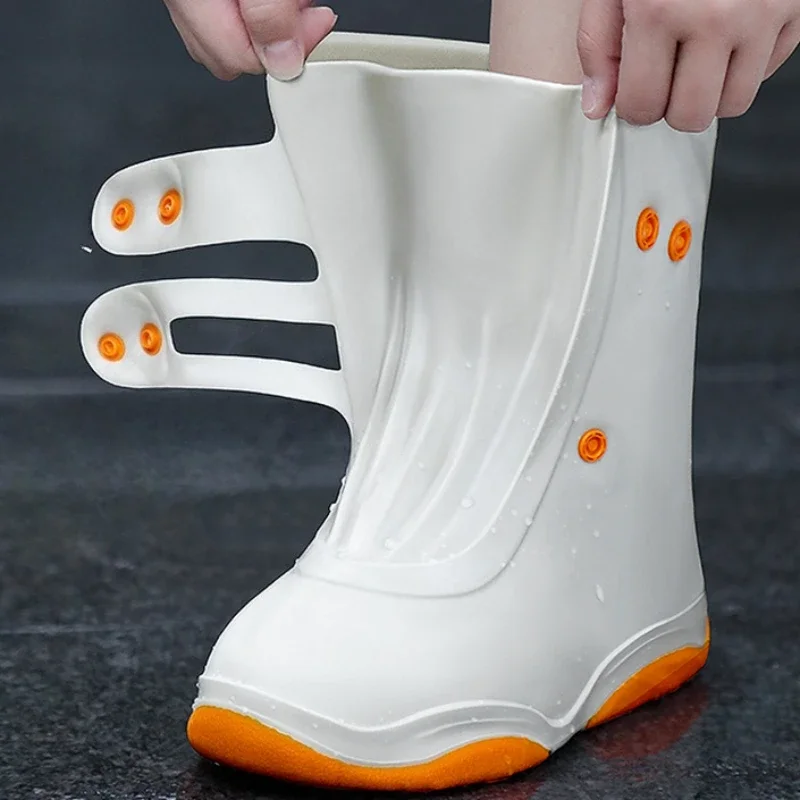 Students Portable Rain Shoe Covers for Women High Top Thickened Double Layer Sole Wear Resistant Anti Slip​