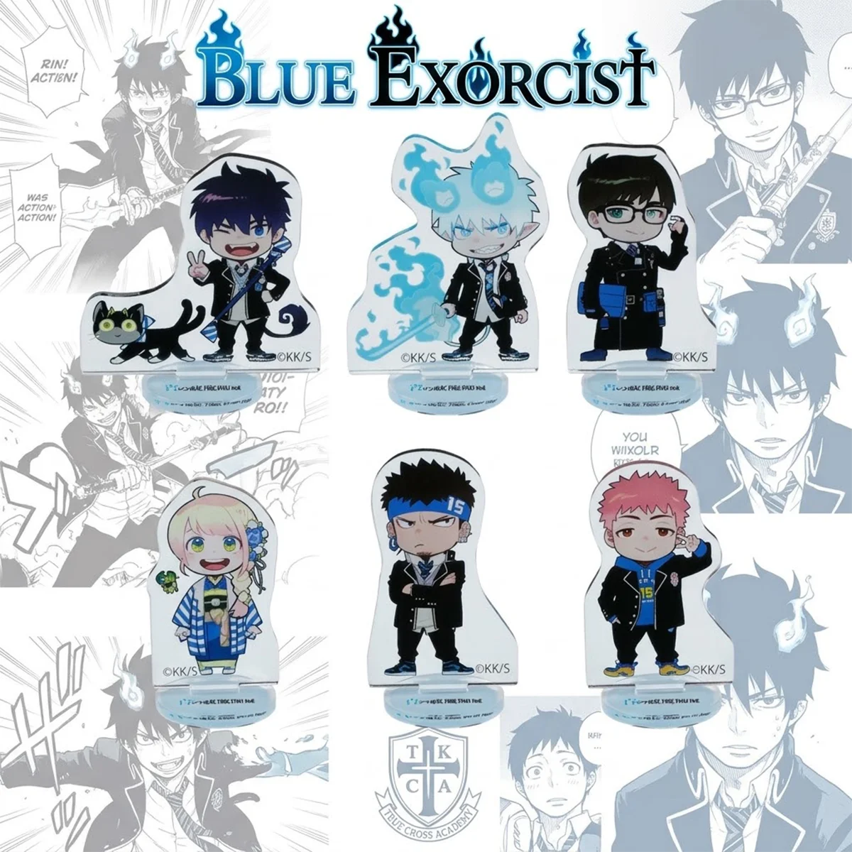 Anime Blue Exorcist 10cm Acrylic Stand Set, Halloween Gift, BE, Otaku Desktop Decor, Fan Collectible Keychain