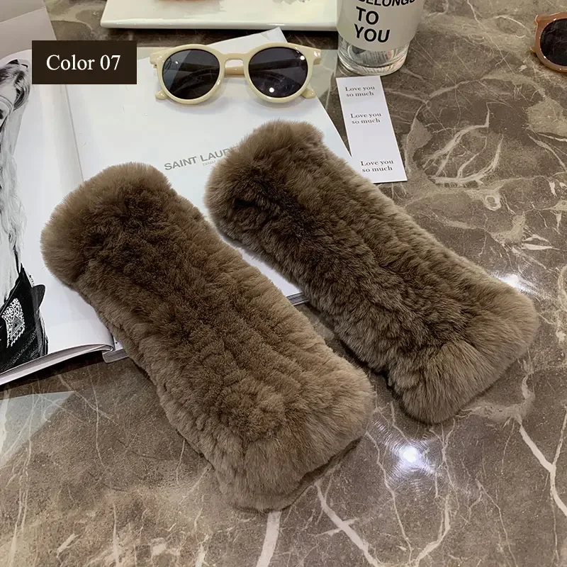Warme Winterhandschuhe für Damen, 100 % natürliches echtes Rex-Kaninchenfell, weiche Strickhandschuhe, echte modische Damen-Handwärmer-Accessoires – Detail 17