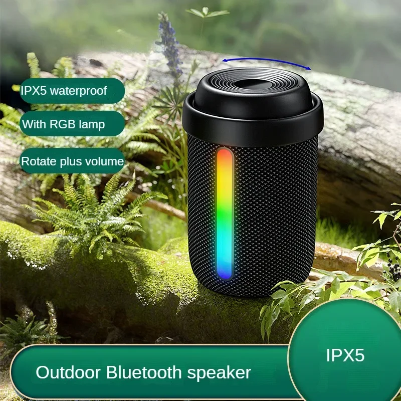 Wireless Bluetooth Speaker with RGB Light, Portable Waterproof Mini Stereo Atmosphere Light, Rotating and Volume