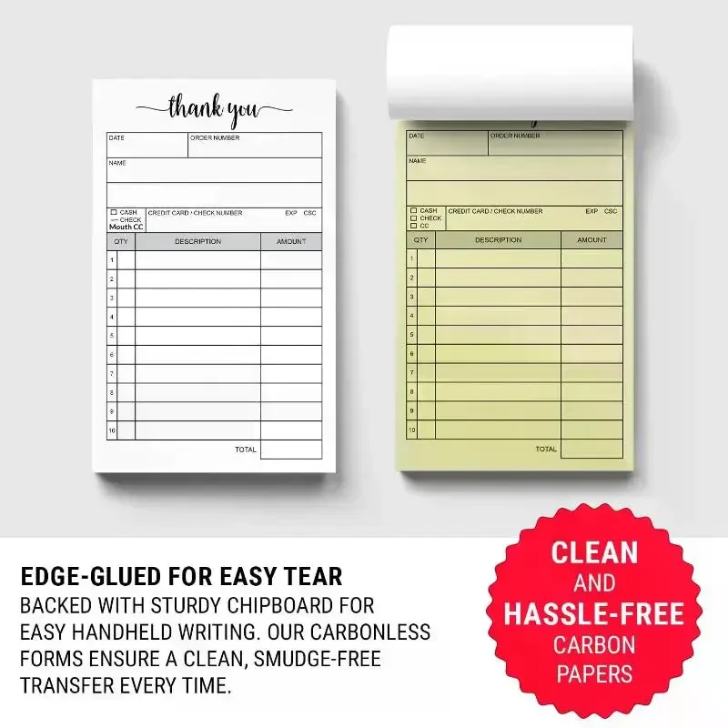 1/2/3Pcs Order Form 2-Part Carbonless Receipt Book Duplicate Sales Order Invoice Pad For Small Business SMB Use