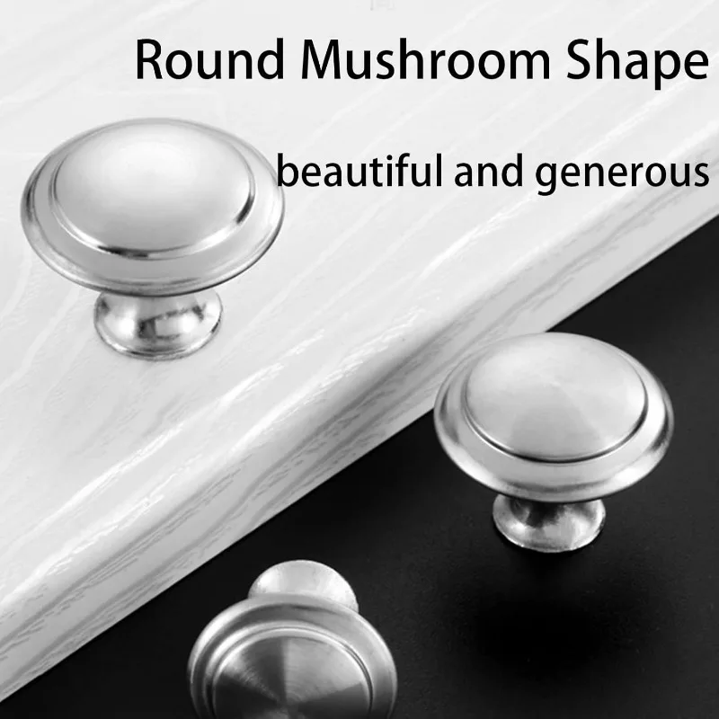 20 Stück runde Schubladenknöpfe, silberne Schrankgriffe, Einloch-Pilzstil, Metall für Schublade, Schrank, Kommode, Schrank, Kleiderschrank – Detail 4