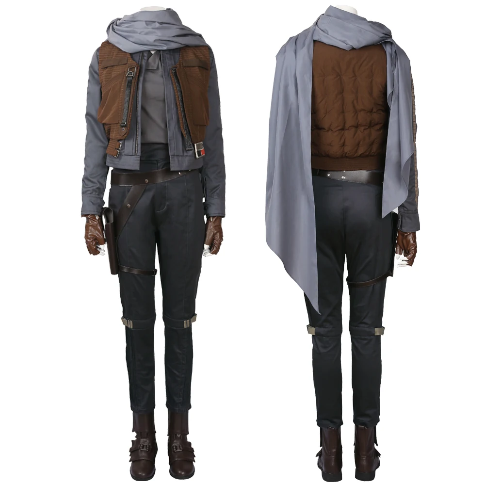 Jyn Erso Cosplay Heroine Costume Halloween Carnival Female Soldier Outfit With Scarf Battle Suit