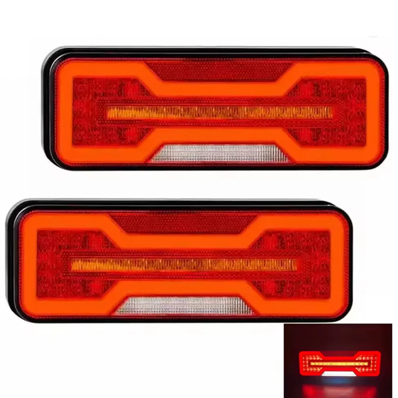 2pcs Waterproof 10V-30V LED Combination Rear Tail Light Multi-function Turn Signal Brake Reverse Fog Lamp Trailer Truck Caravan