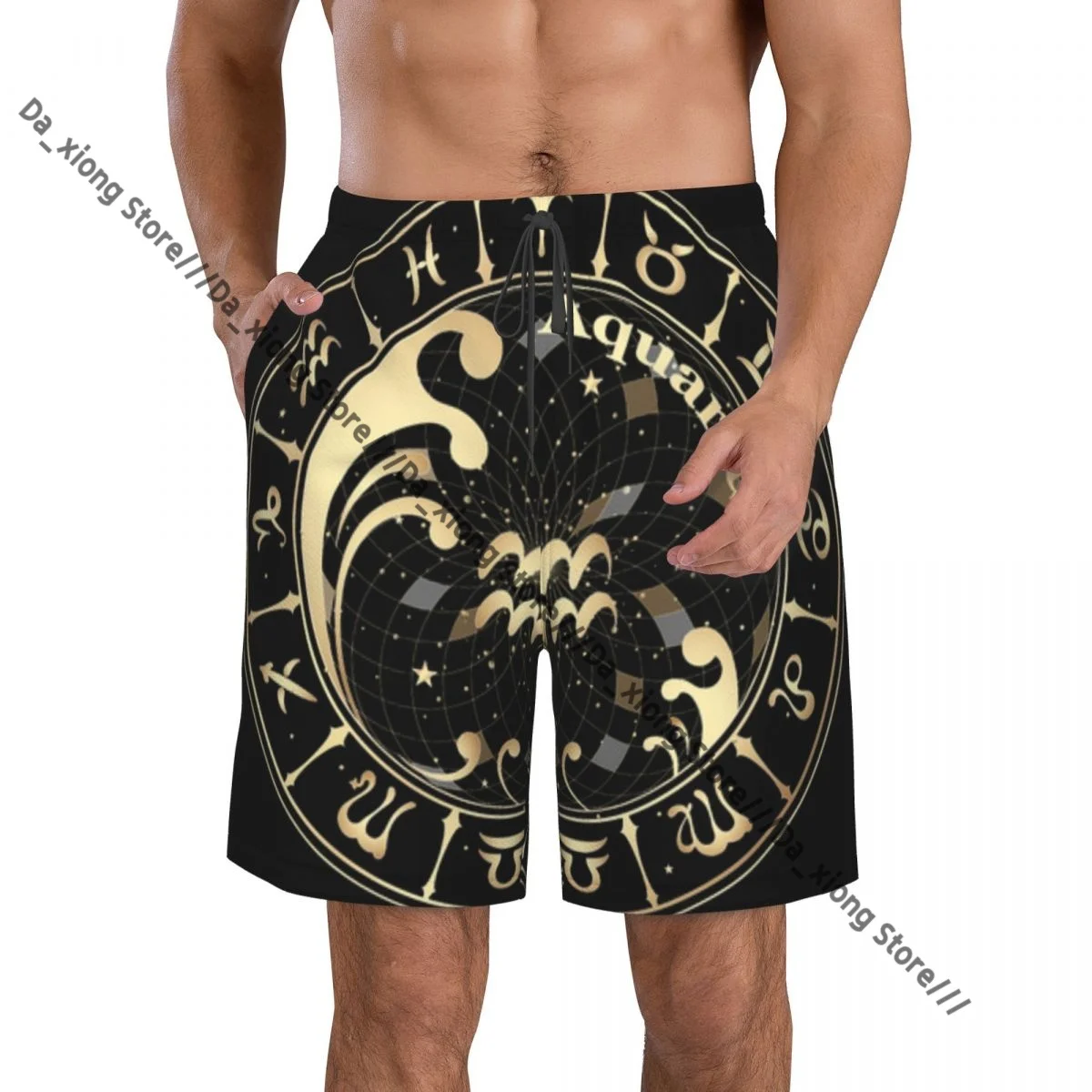 

Mens Swimming Shorts Swimwear Zodiac Illustration Trunks Swimsuit Beach Wear Boardshorts