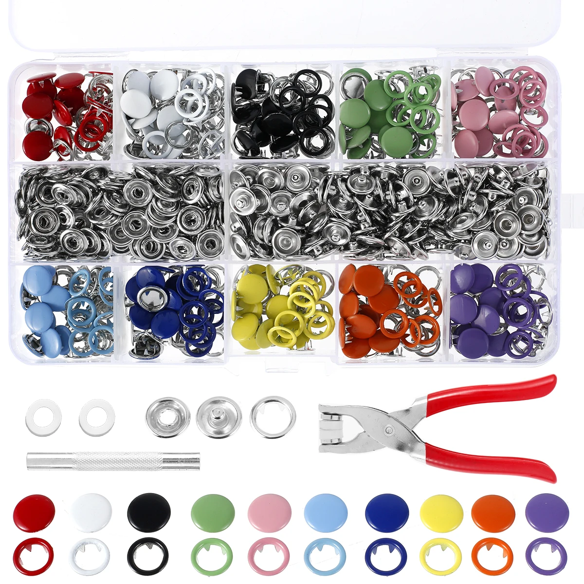 200/400Set Five Claw Button Kits 9.5mm Metal Tip Snap Button Sewing Accessories Colorful Five Claw Buckle For Clothes Press Snap