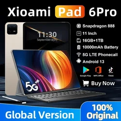 Versión Global 2024 Original, tabletas HD 4K Pad 6 Pro, Snapdragon 888, Mi PC, 11 pulgadas, Android 13, 16GB + 1TB, 5G, Tarjeta SIM Dual, WIFI Tab