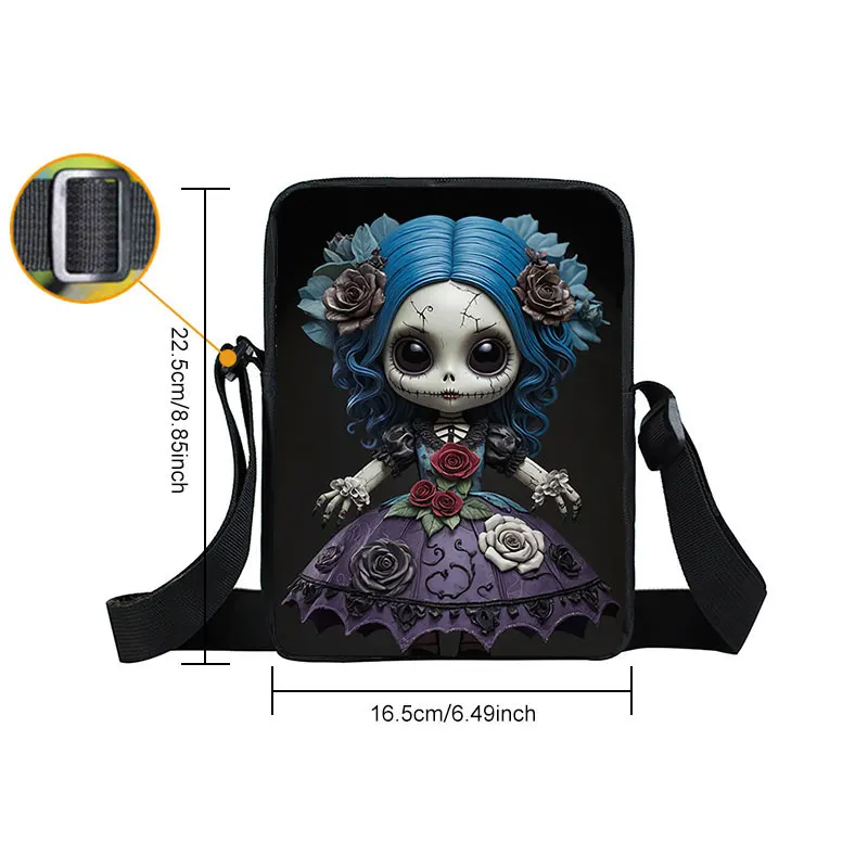 Horror Nightmare Zombie Girl pattern Crossbody Bag Dark Gothic Girls Women Handbag Key Money Phone Holder Messager Shoulder Bag