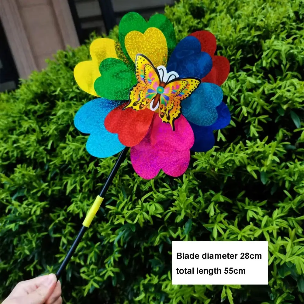 Multistyles Sunflower Windmill Colorful Double-layer Turntable PVC Stake Standing Lawn Flower Pinwheel Diameter 35cm