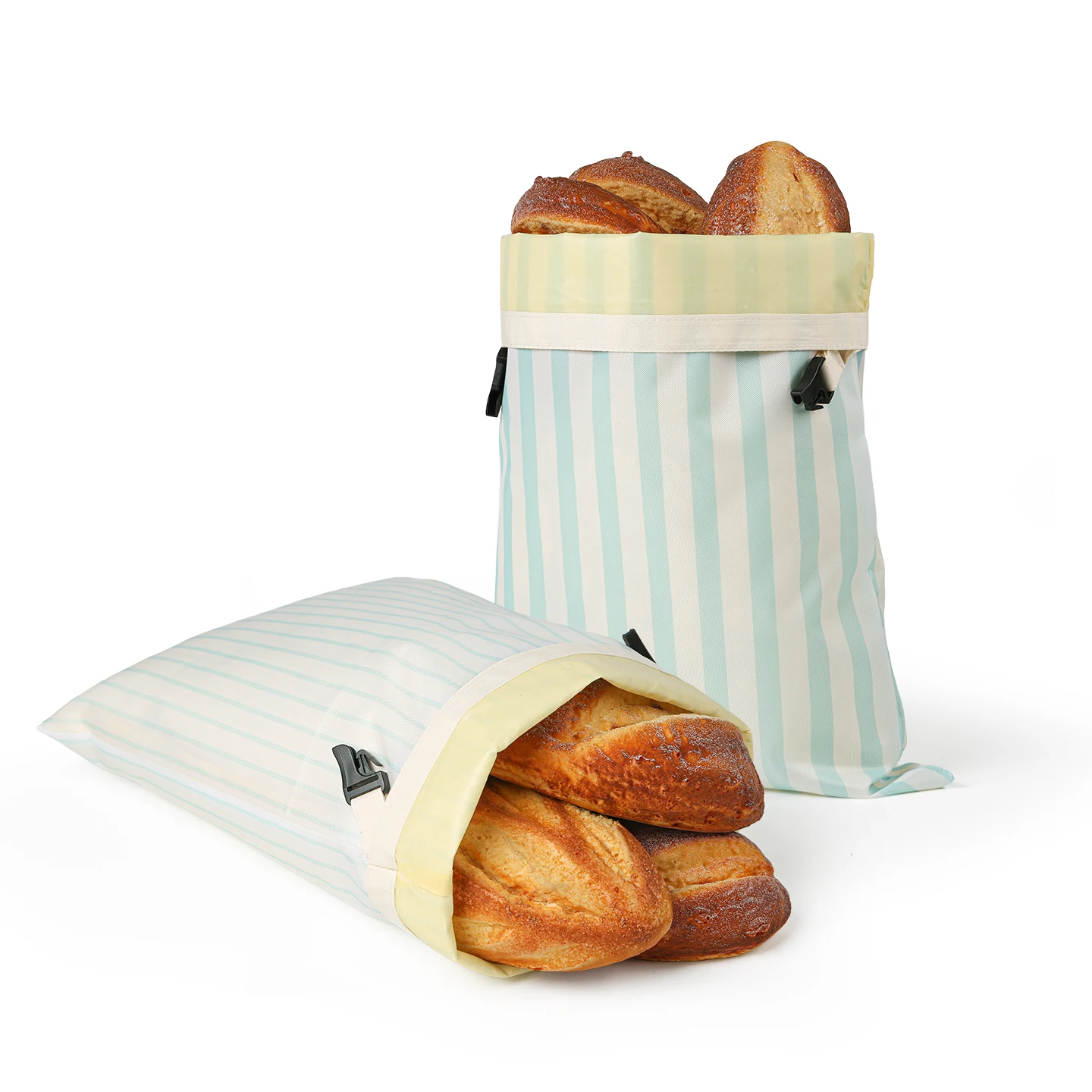 Un sacchetto ecologico per il pane in cera d'api, un sacchetto riutilizzabile per il frigorifero, un sacchetto per la conservazione del pane.