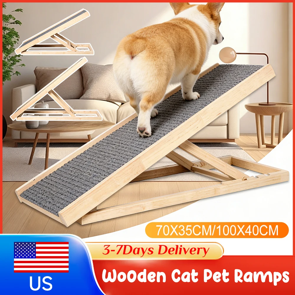 

Деревянная регулируемая 3-уровневая лестница-рампа для собак, нескользящая складная лестница для домашних животных для использования внутри помещений: для высоких кроватей, диванов, ковровых покрытий
