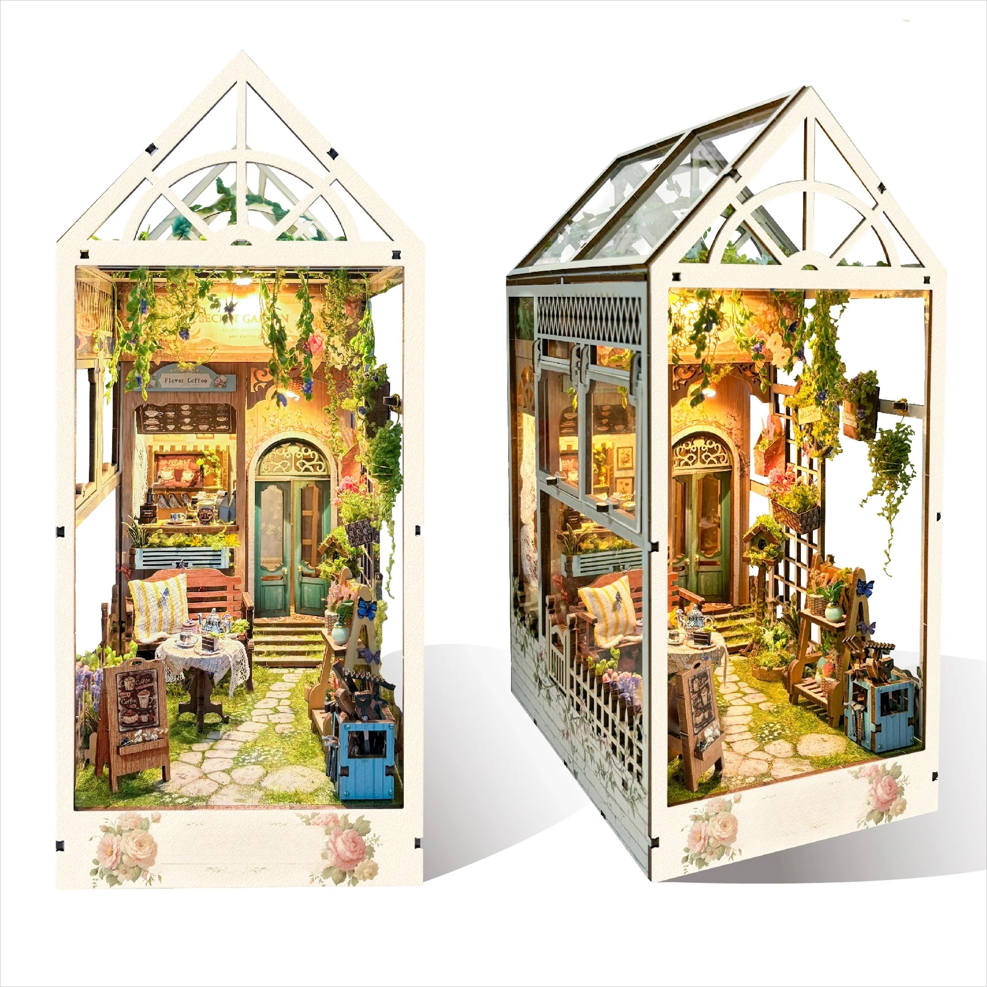 DIY Book Nook Insert Shelf Kits Wooden Miniature Building  Bookstore Bookend Bookshelf Home Decoration Gifts