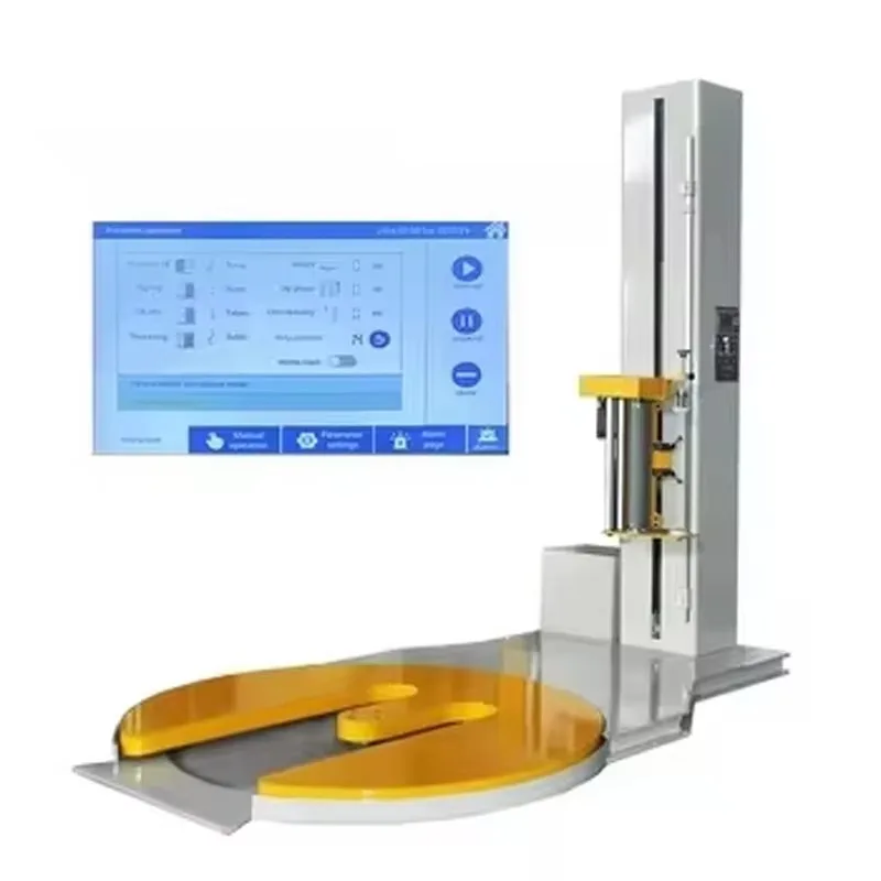 PLC Controlled Automatic Pallet Wrapper Electric M Type Stretch Film Winding Machine for Case Commodity Custom