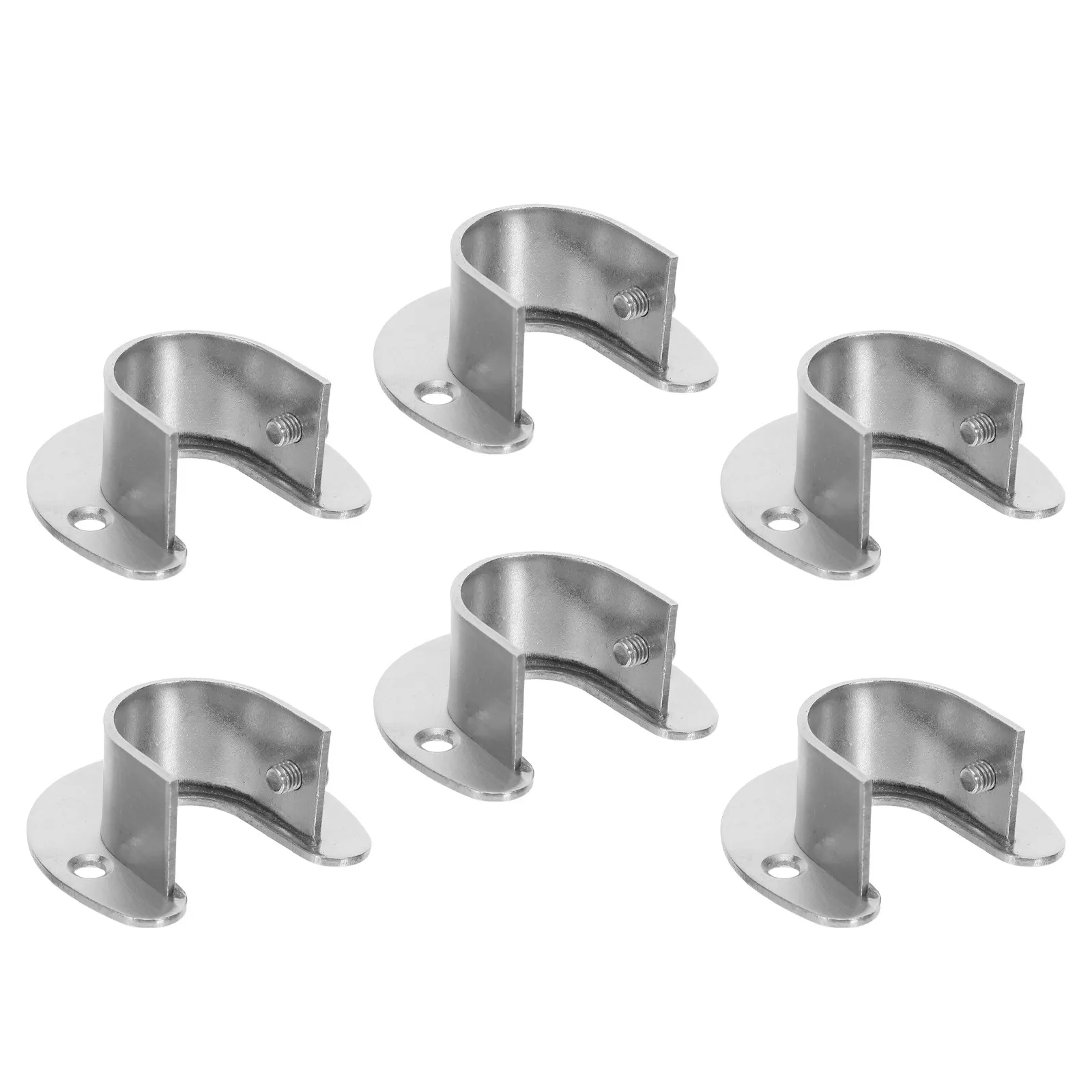 6Pcs U-Shaped Stainless Steel Closet Rod Flange Sockets Heavy Duty Wardrobe Pole Holder End Support for Clothing Rods Curtain
