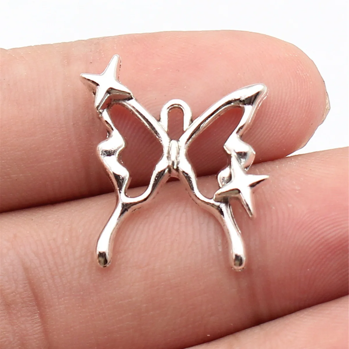 10pcs 24x20mm Antique Silver Color Hollowed-Out Starlight Butterfly Charms Pendant For DIY Making Jewelry