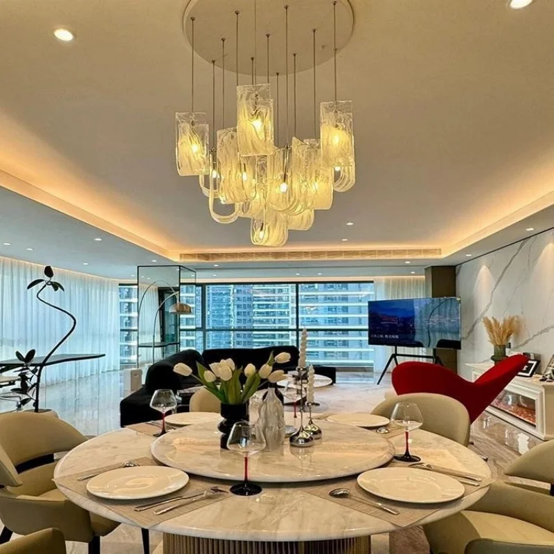 Italian Luxury Cloud Glass LED Pendant Lamps Living Room Villa Restaurant Bedroom Hotel High-end Chandelier Home Decor Lights view 5