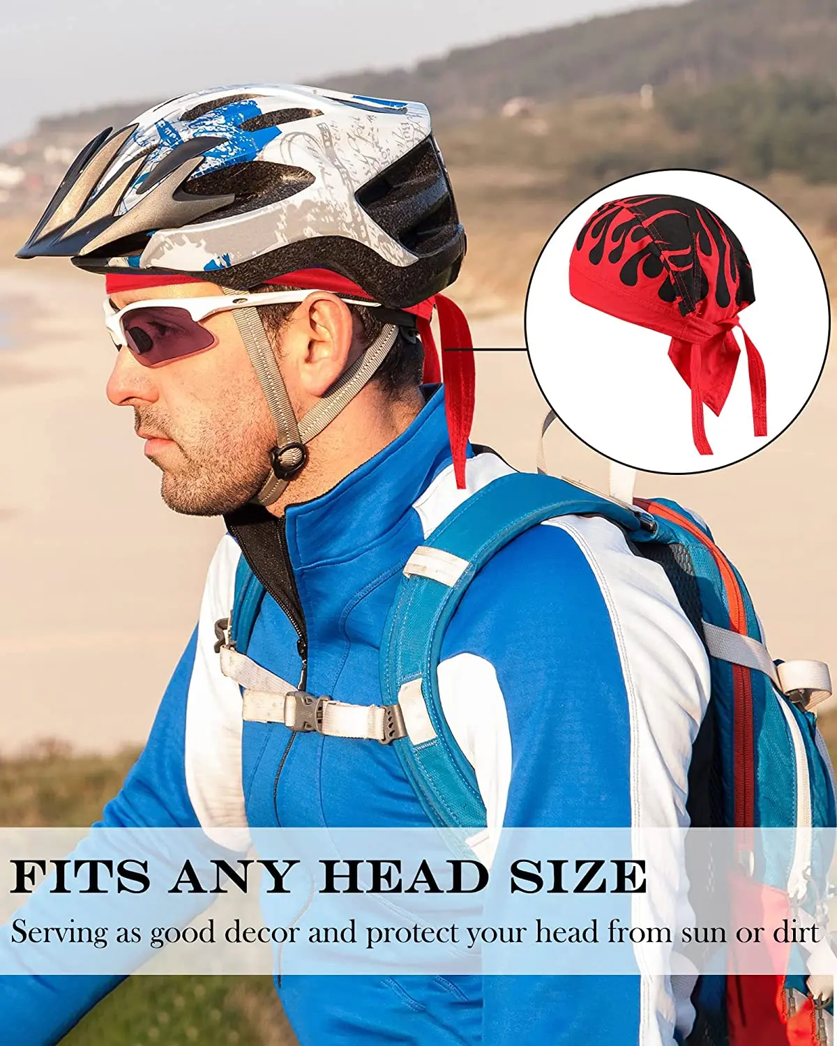 Gorro de pirata con calavera de ciclismo para hombre y mujer, Bandana transpirable, forro de casco, antisudor, UV, diadema deportiva, bufanda, 1