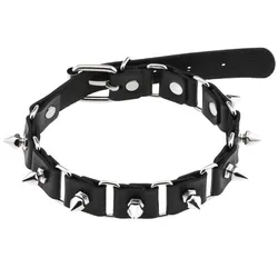 Punk rivet spike leather collar sexy leather choker necklace for women