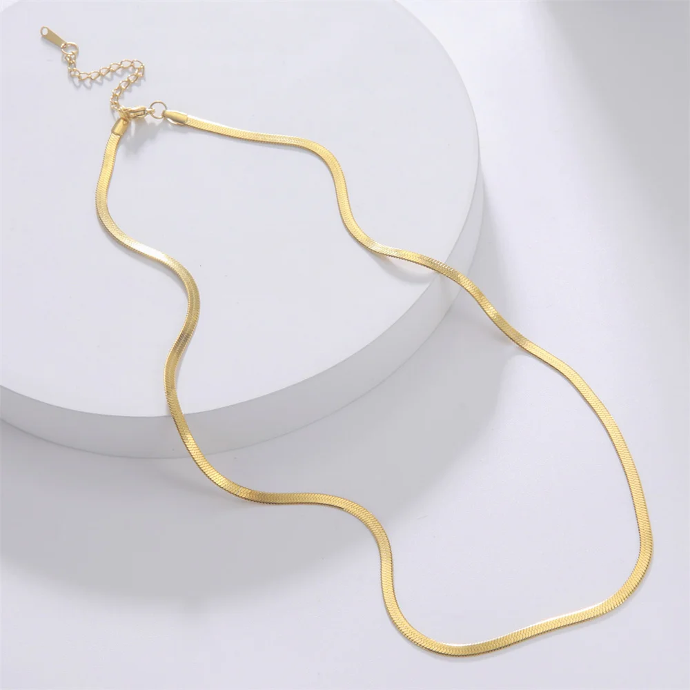 Skyrim Stainless Steel Snake Chain Necklace for Women Men Gold Color Herringbone Choker Neck Chains 2024 Trend Jewelry Gift Hot