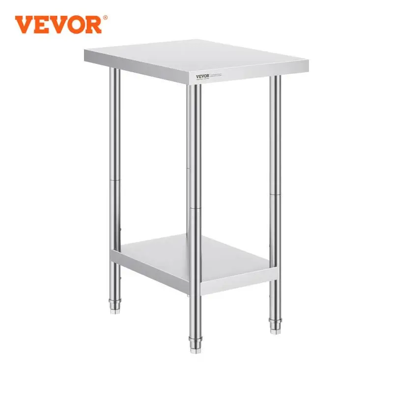 VEVOR Stainless Steel Prep Table High Load Bearing with Undershelf Commercial Workstation for Kitchen Garage Restaurant Backyard