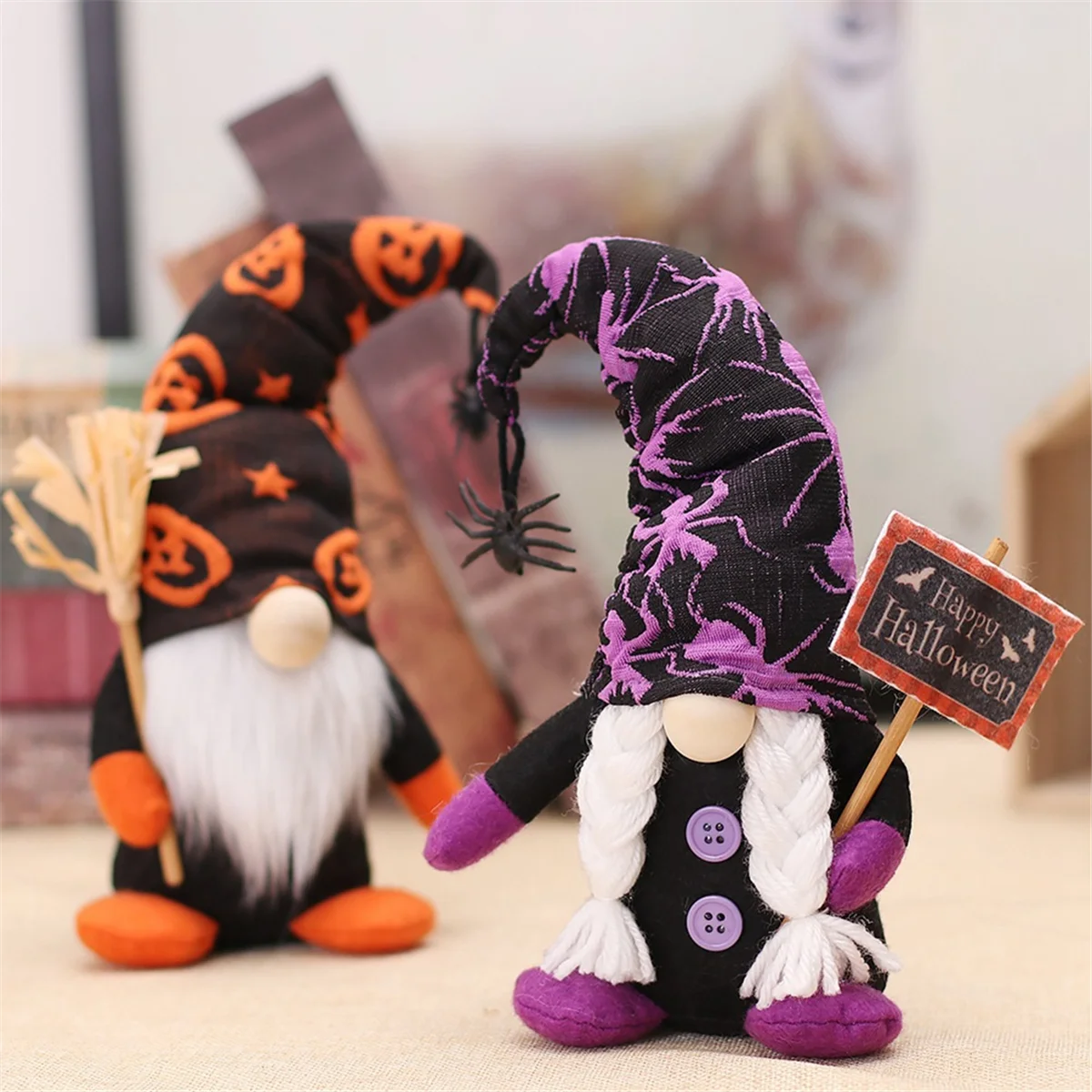 Boneka kurcaci Halloween, dekorasi Halloween menakutkan dalam ruangan