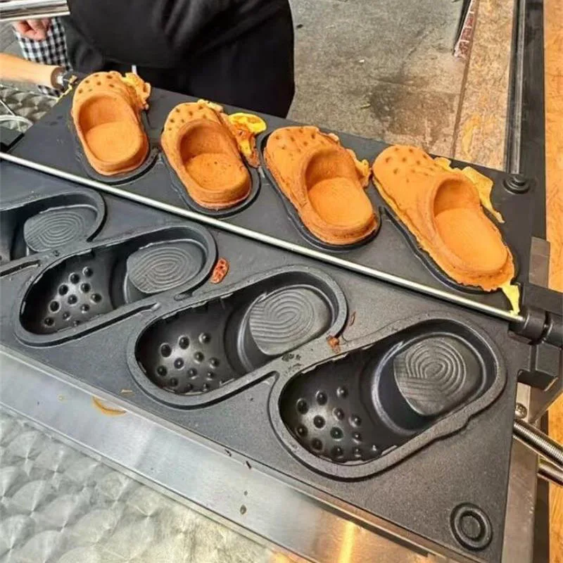 靴型ワッフルベーカー商業電気スリッパパンマシン